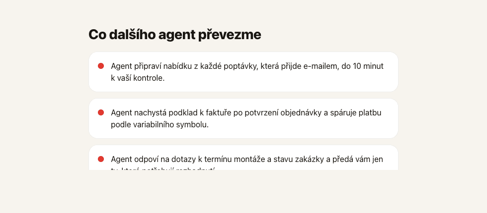 Co dalšího agent převezme